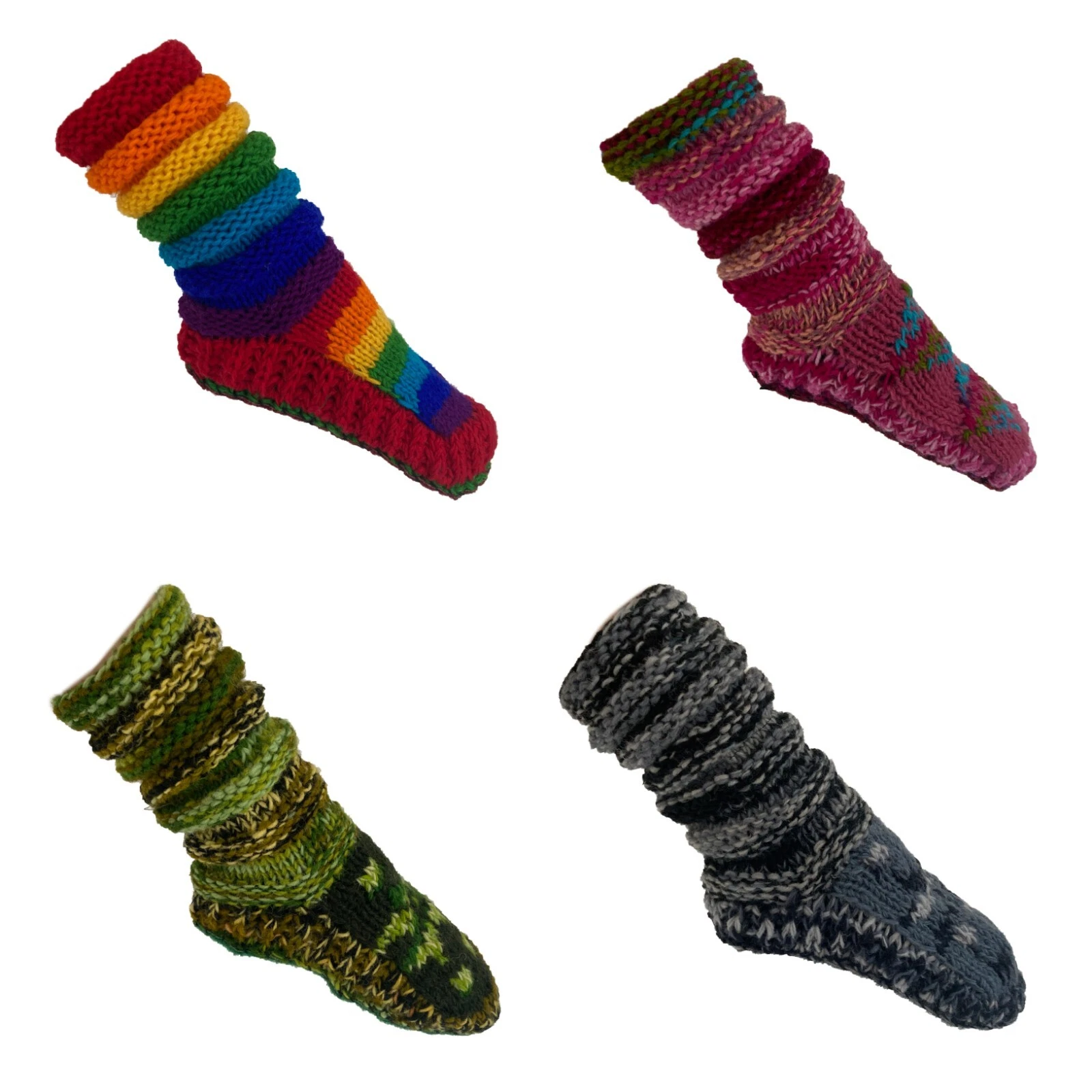 100% Pure Wool Slipper Socks Slouch Chunky Knit Lined Nepalese Bed Socks
Opens in a new window or ta
