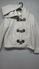 Leifsdottir Size 4 Coat White Woven Wool Anthropologie Hooded Toggle