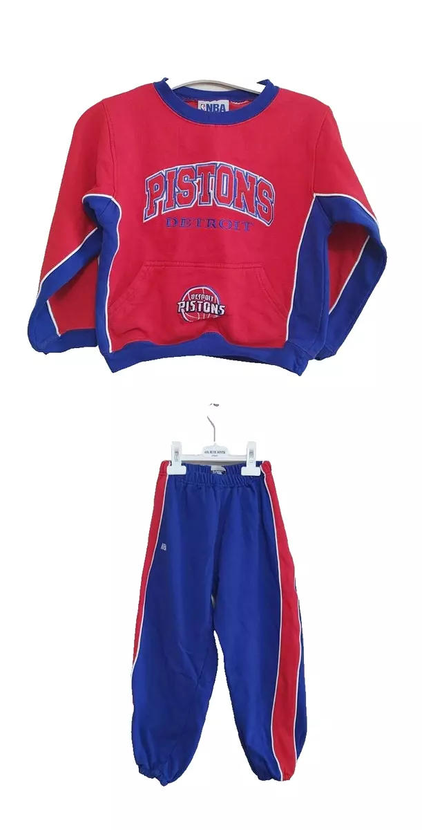 Detroit Pistons Jogging Suit 2 Piece Boys size 6 7 Red Blue Cotton Blend NBA