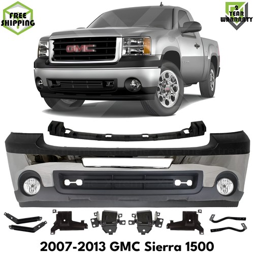 Front Bumper Face Bar Chrome & Bumper Brackets Kit For 2007-2013 GMC ...