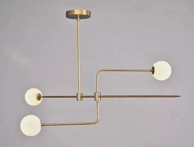 Lámpara de techo con 3 globos estilo Stilnovo acabado de latón lámpara de araña Sputnik Foto 2 de 4