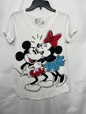 Disney Store VTG Mickey Mouse  Minnie T-shirt Youth White Short Sleeves Size L