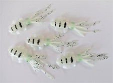 5.5" Soft Plastic Squid Bait Wobbler Glow & Black Saltwater Fishing Lures 