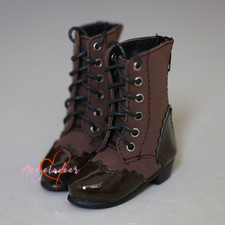 Coffee Black Spliced Boots Pointed-toe Shoes Buckle for 1/4MSD 1/3SD BJD Doll