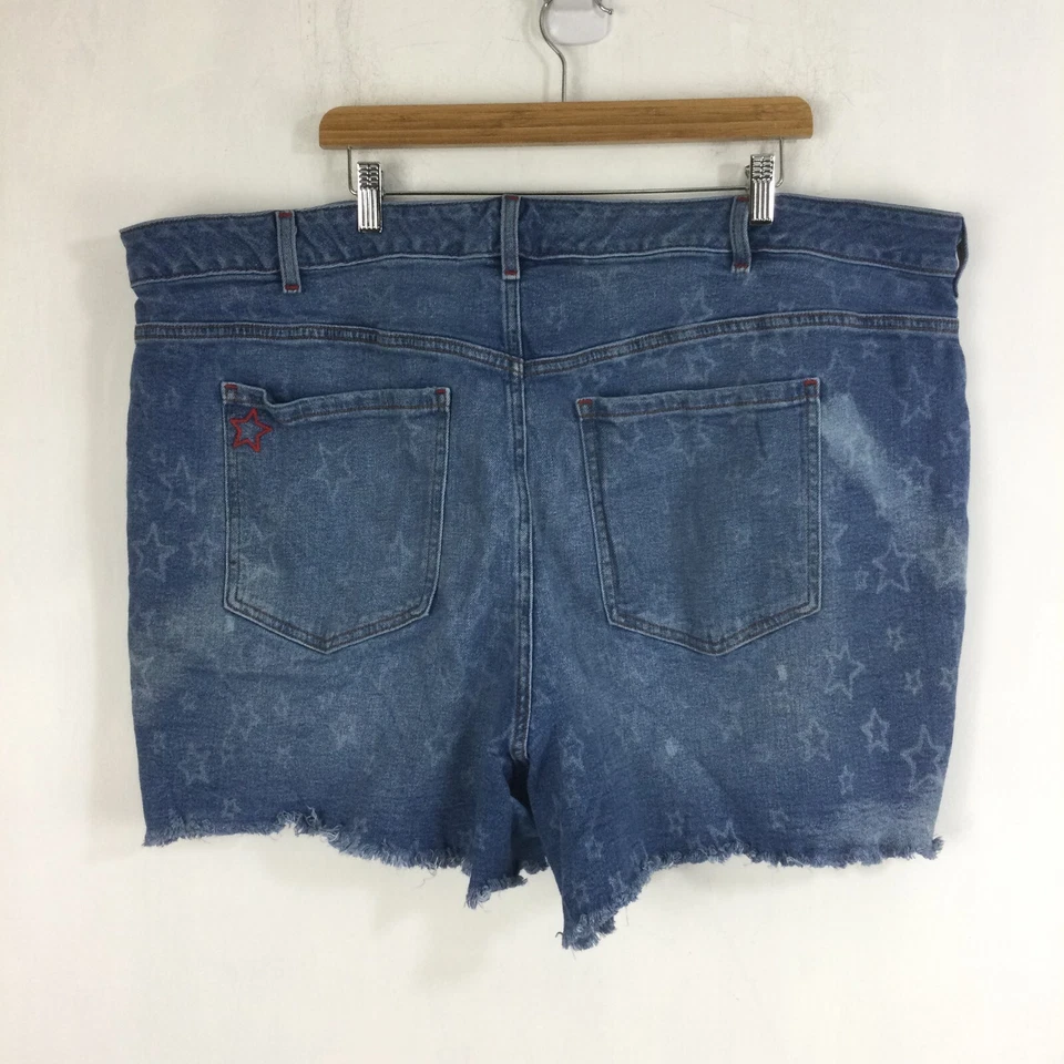 Pantalones cortos de mezclilla Lane Bryant para mujer mezcla de algodón estampado de estrellas tiro bajo corte azul 26 Foto 3 de 4