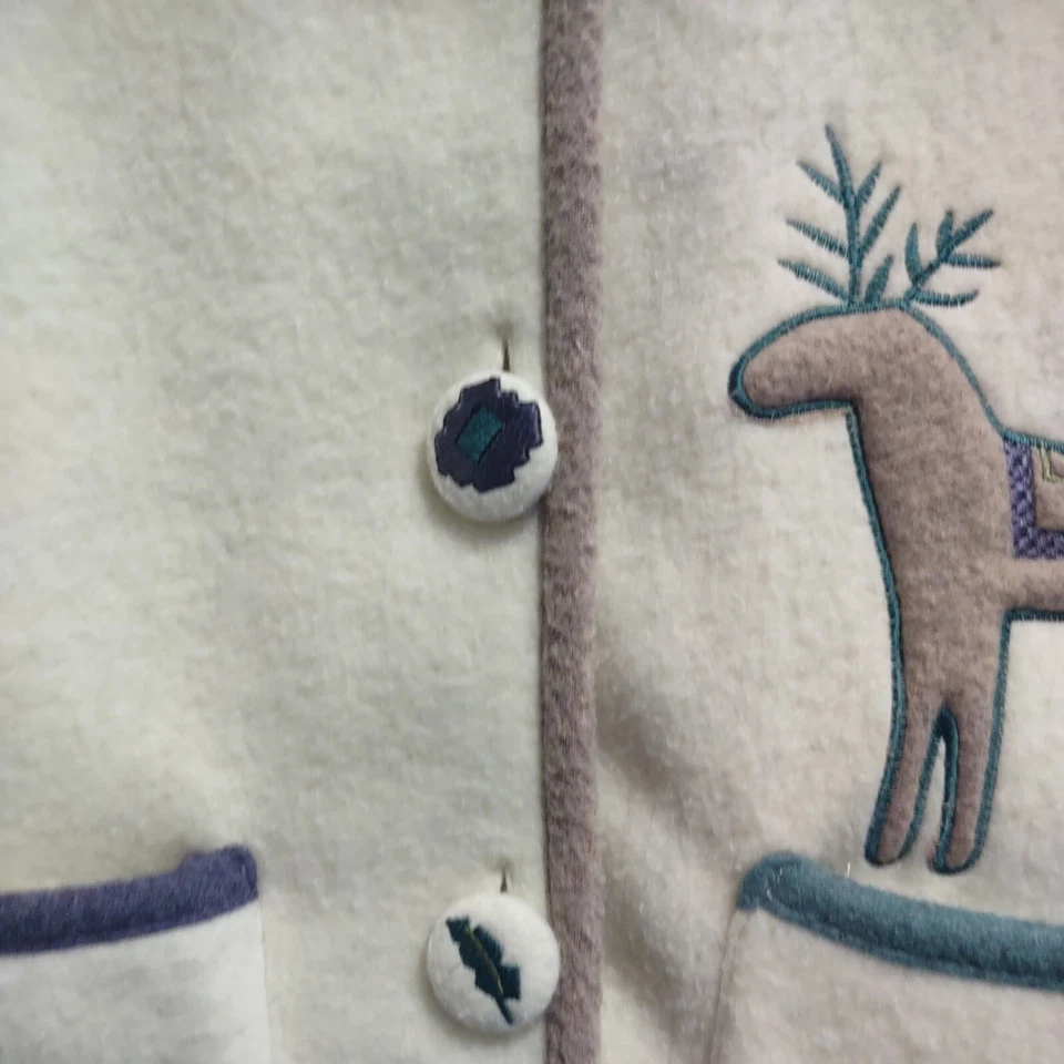 Chaqueta polar vintage Trees Deer abotonada Teddi botones bordados suaves Foto 4 de 4