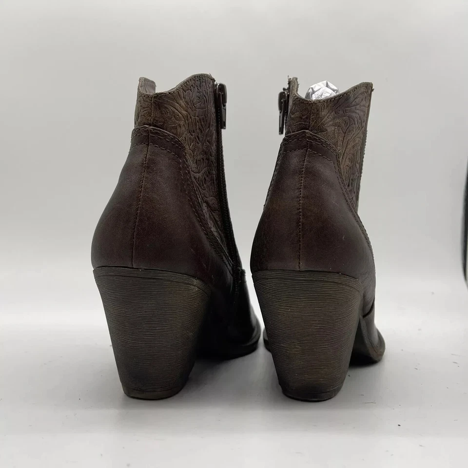 Botas Jellypop Para Mujer Hurley Vaquero Occidental Tobillo Cuero Marrón Cremallera Lateral Talla 8 Foto 4 de 4