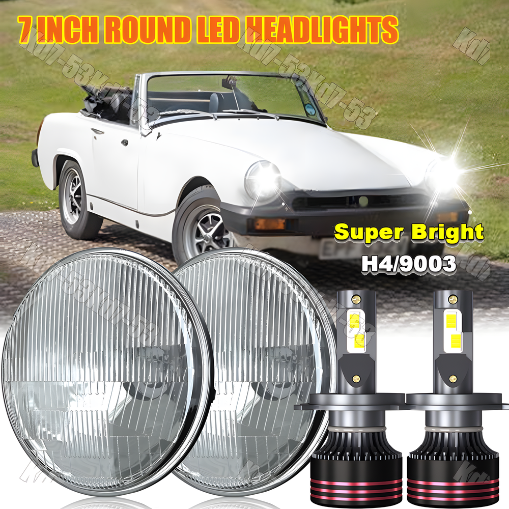 2× 7 inch LED Round Headlights Pair DRL Hi/Lo Beam For MG Midget 1969-1979 Dodge