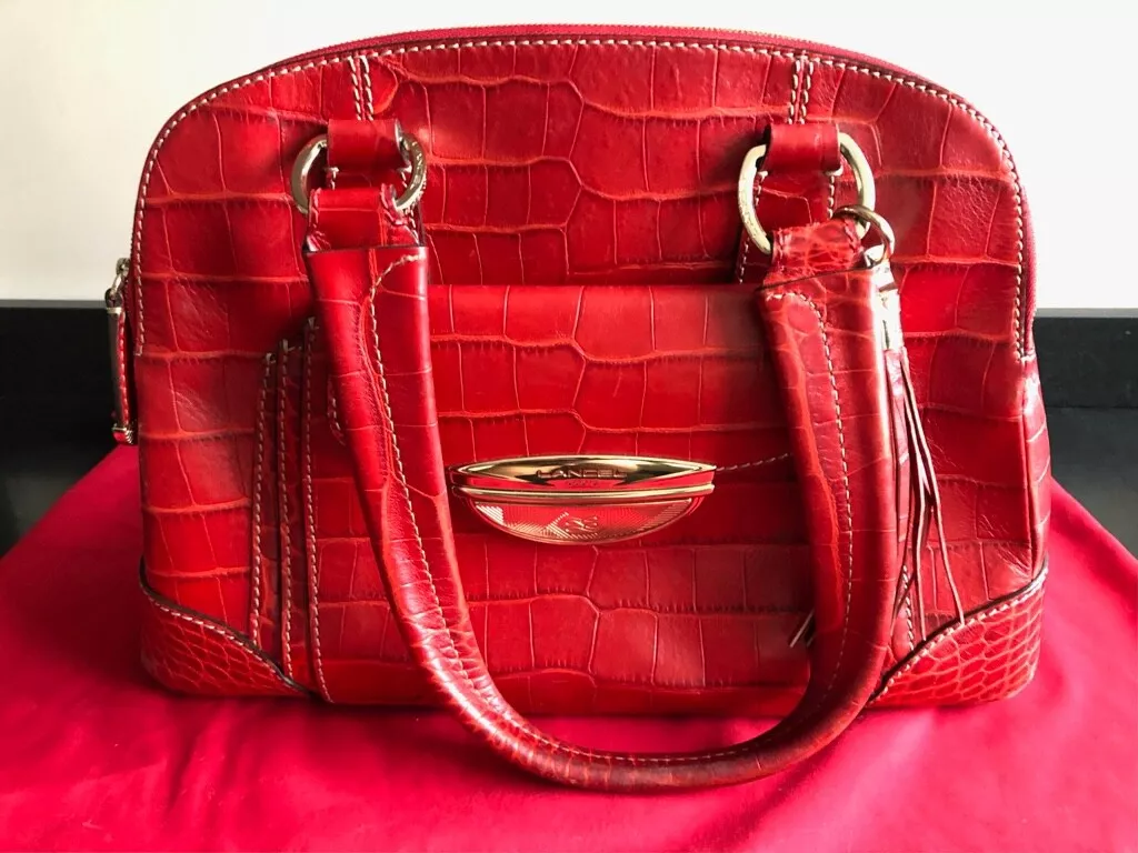 Occasion sac main Lancel Adjani cuir croco rouge tr s bon tat