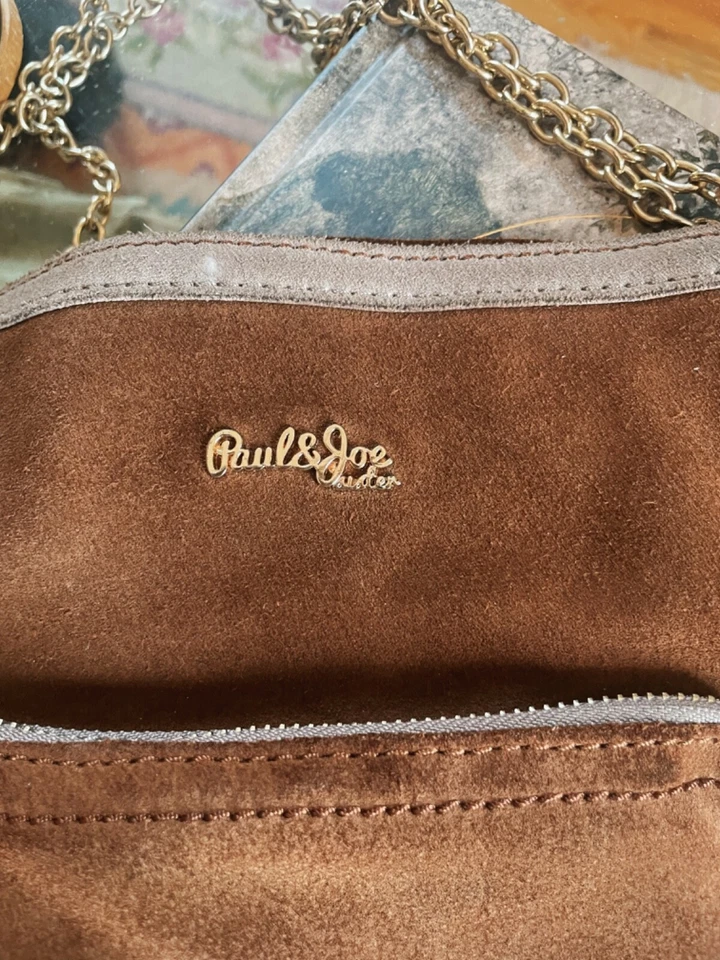 Paul and Joe Bolso de Mano de Gamuza Marrón y Gris con Herrajes Dorados Foto 2 de 4