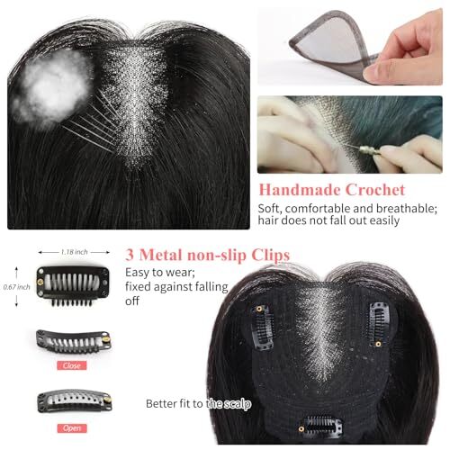 Human Hair Toppers for Women Natural Black Human Hair Toppers Large size 1B eBay