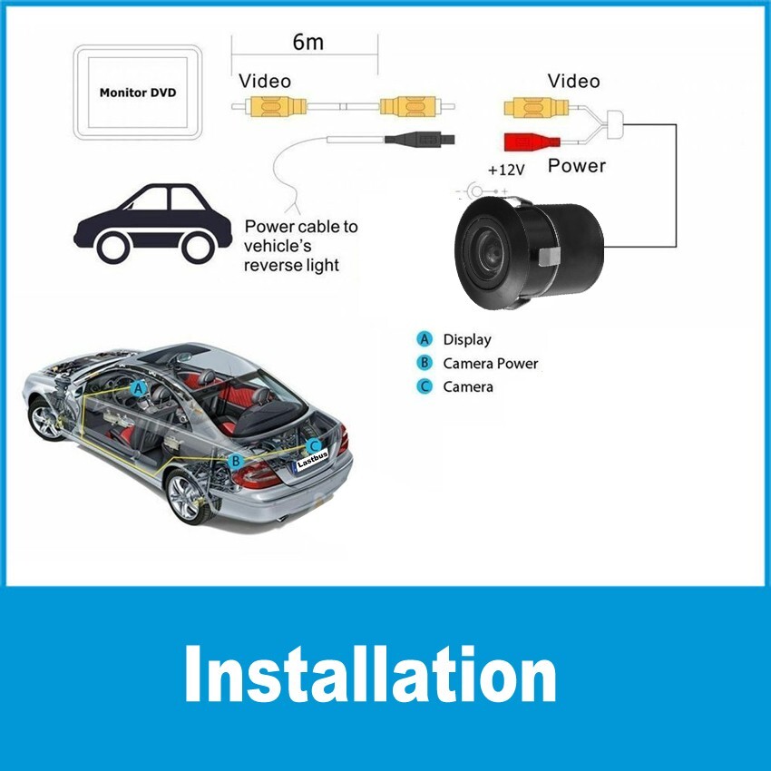 HD Backup Camera Flush Mount Waterproof Rear View Reverse LED Night ...