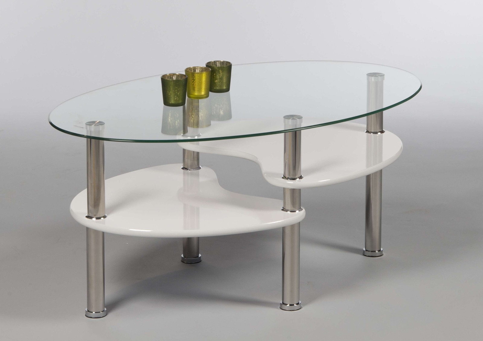 Immagine 11 - Patty - Tavolino ovale da soggiorno in vetro temperato, bianco, ca. 90x41x55 cm