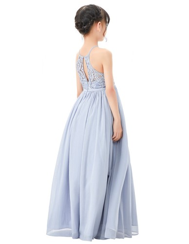 A-line Lace Flower Girl Dress Halter Dresses Graduation Dresses Chiffon Dresses - Picture 21 of 47