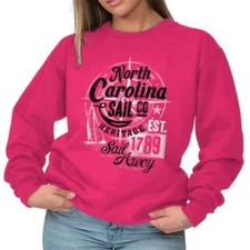 North Carolina Outer Banks Nautical Souvenir Adult Long Sleeve Crew Sweatshirt