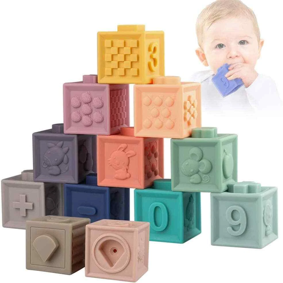 NIB - Montessori Baby Building Blocks - Teething Cubes