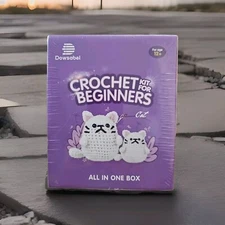 Dowsabel Crochet Kit for Beginners, Crochet Starter Kit White Cat 12+ All In One