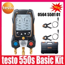 Testo 550s 0564 5501 01 AC Manifold Gauge Set 2 Wired Temperature Clamp Probes