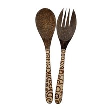 Salad Servers Coconut Wood with Cinnamon Inlay 30x7cm