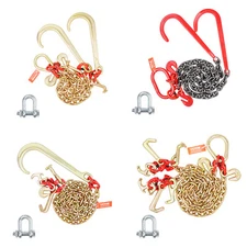 VEVOR 3/8" 5/16" Tow Chain J Hook G80 2ft, 3ft, 6ft V-Chain Wrecker Grab Hooks