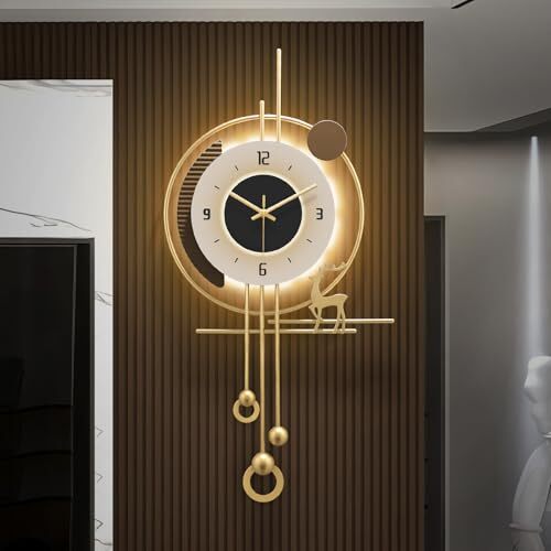 Modern Wall Clock for Living Room,Large Gold Decorative Wall Clock 15''Lx31''W