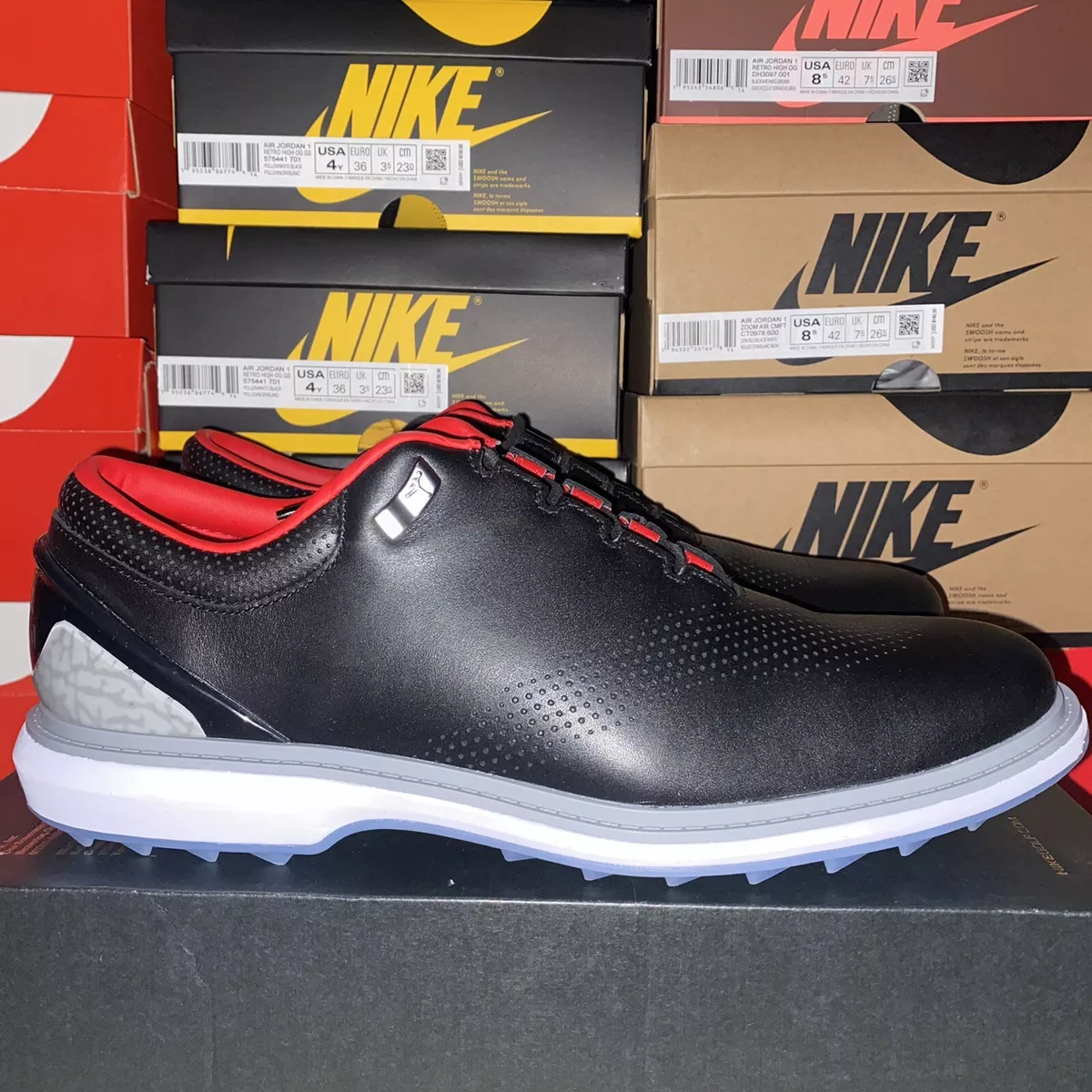 Jordan ADG 4 Black Cement White Red Golf Shoe Size 10 DM0103-015