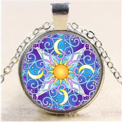 SUN CRESCENT MOON Charm Pendant On 925 Sterling Silver 20" Necklace Women Men - Picture 1 of 6
