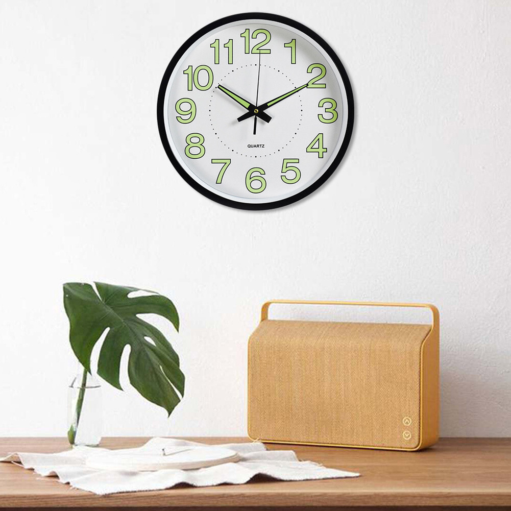 30CM Large Luminous Round Wall Clock Silent Home Digital Clock Glow In ...