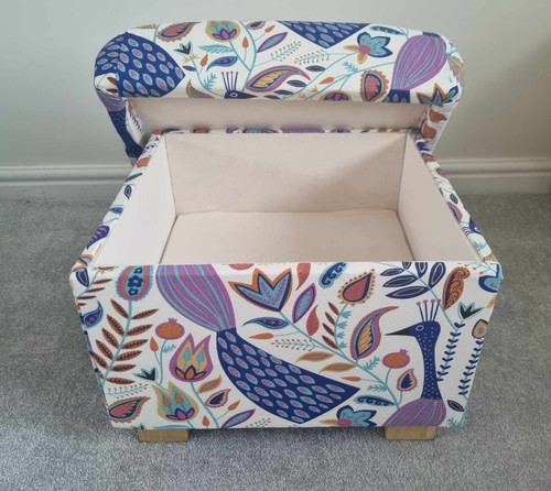 Storage Footstools Pouffes Footstalls Peacocks Teal Ochre Blue Birds Flowers New - Picture 37 of 44