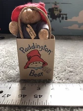 Vintage Paddington Bear In Bag -Gray Coat, Jointed Plush, Eden Toys Inc