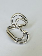 VINTAGE MODERNIST MEXICO 925 STERLING SILVER WAVY RING SIZE 7