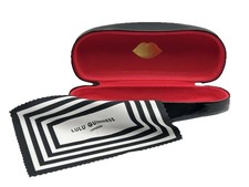 NEW Lulu Guinness London Black Hard Clamshell Eyeglasses Case With Cloth