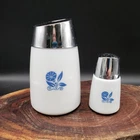 Vintage Milk Glass Blue Floral Salt & Sugar Shakers Set Dispensers Inc