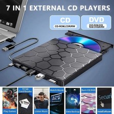 7-in-1 External Optical Drive with USB-C USB-A   CD DVD Burner, Reader, and Card