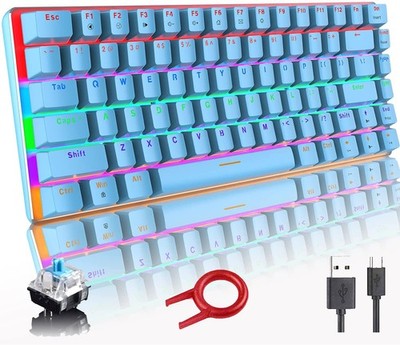 Wired Gaming Mechanical Keyboard USB Metal Blue Switch Rainbow LED Backlit