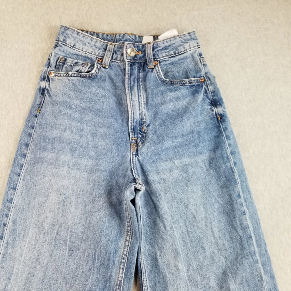 Jeans feminino dividido tamanho 0 vintage lavagem média 100% algodão Normcore fofo elegante na moda - Imagem 2 de 4