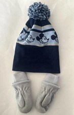 Disney Junior Toddler Mickey Mouse Blue Beanie with Pom Gray Target Gloves