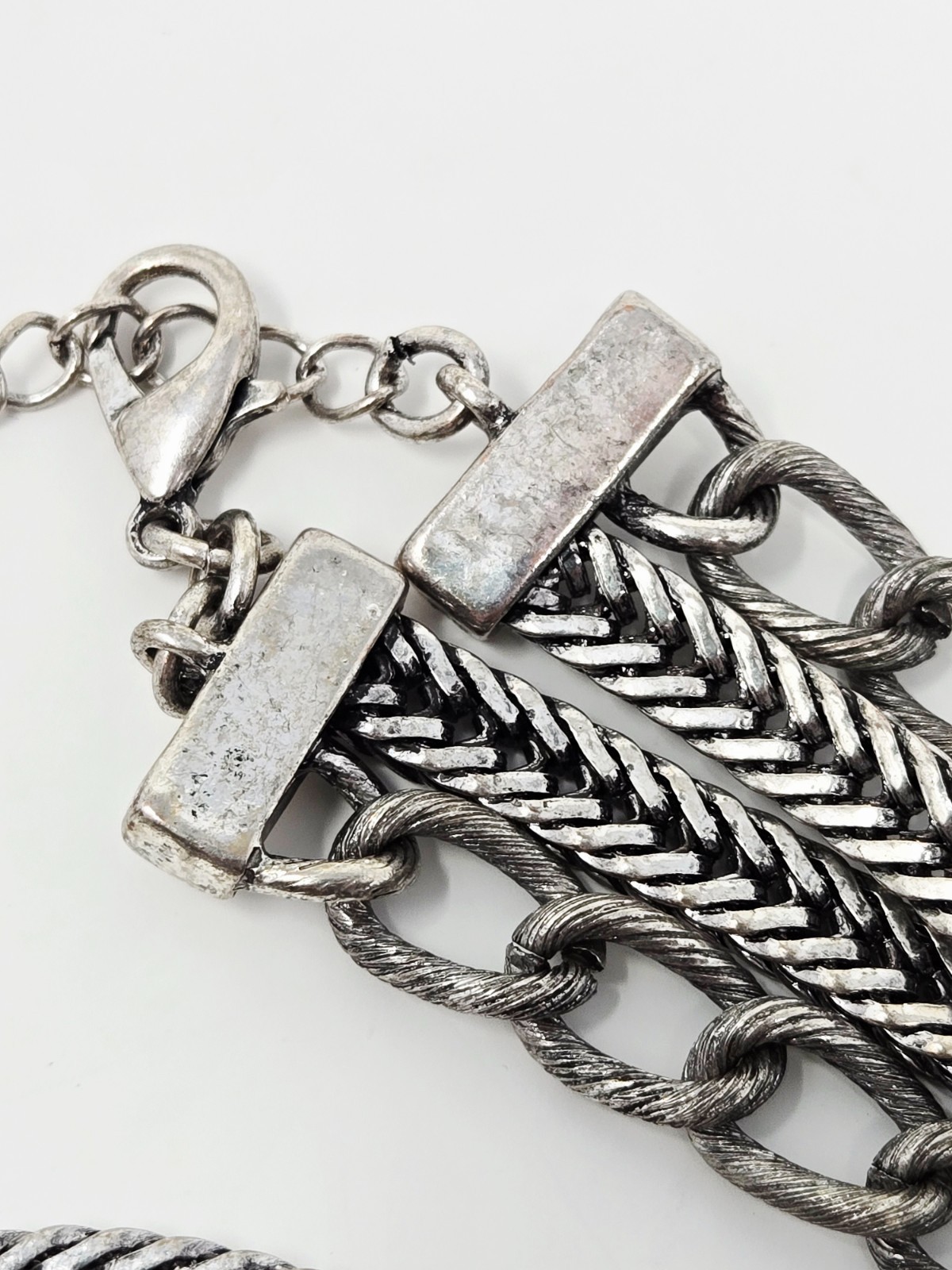 Dylanlex Silver Multi Chain Crystal Statement Nec… - image 6