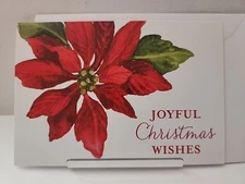 Christmas Greeting Card Poinsettia Red Joyful Christmas Wishes