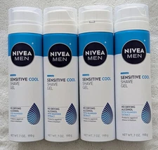 NIVEA Men Sensitive Cool Shave Gel, 7 Oz, Soothing Shave Care, Alcohol Free, 4PK