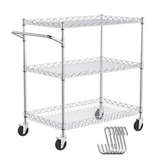 VEVOR Kitchen Utility Cart, 3 Tiers, Wire Rolling Cart with 661LBS Capacity, Ste