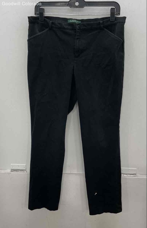 Lauren Ralph Lauren Womens Black Flat Front Straight Leg Chino Pants Size 10