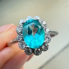 925 Sterling Silver Ring 7x5mm Natural Paraiba Topaz Zircon Handmade Flower Gift — photo 4
