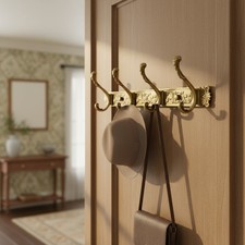 Rust-Resistant Antique Brass Coat Hooks - Stylish Wall Rack for Coats and Towels