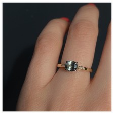 Teal Sapphire Ring 925 Sterling Silver Round Cut Solitaire Ring Gift For Her.