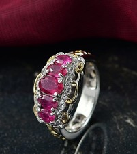 African Ruby White Zircon 5 Stone Sterling Si...