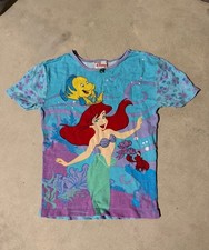 Vintage Disney The Little Mermaid Ariel Flounder Girls Baby PJS Shirt 24 Months