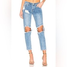 Revolve Jeans Womens Sz 25 Straight leg Distressed High rise Casual Basic Denim
