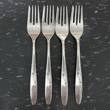 4 GORHAM Sterling 1956 CELESTE 7” Salad Dessert Cutter Forks Atomic Starburst