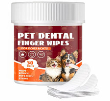 Pet Dental Finger Wipes for Dogs  Cats Teeth Care, 50 Pieces